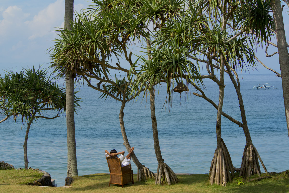 Relaxing with the ocean view