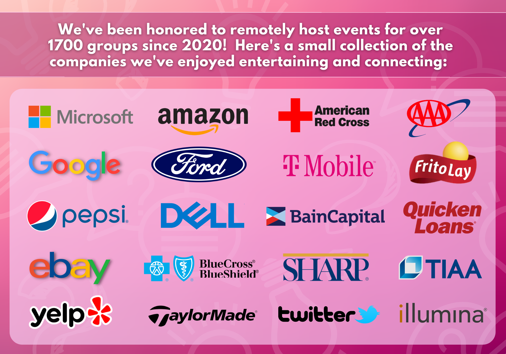 Companies we've hosted events for!
